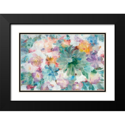 Succulent Florals Crop Black Modern Wood Framed Art Print with Double Matting by Nai, Danhui