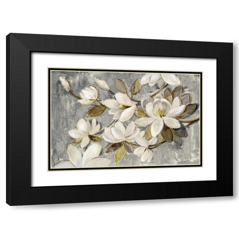 Magnolia Simplicity Neutral Gray Black Modern Wood Framed Art Print with Double Matting by Vassileva, Silvia