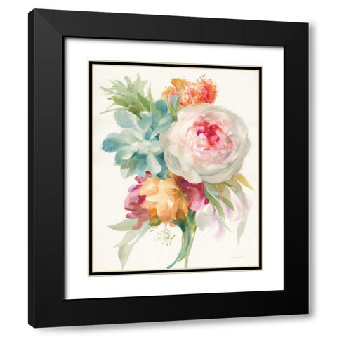 Garden Bouquet I Crop Black Modern Wood Framed Art Print with Double Matting by Nai, Danhui