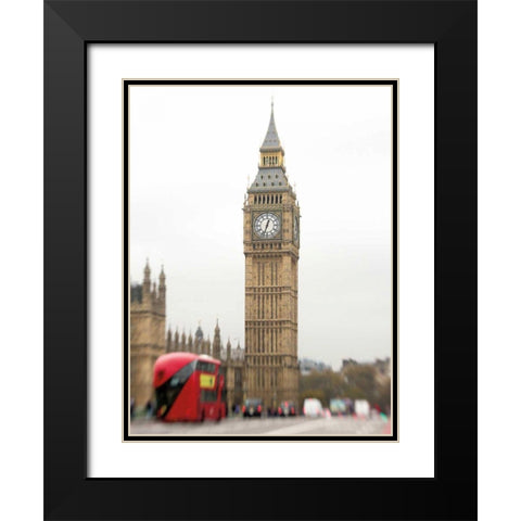Big Ben Bus Black Modern Wood Framed Art Print with Double Matting by Bevan, Keri