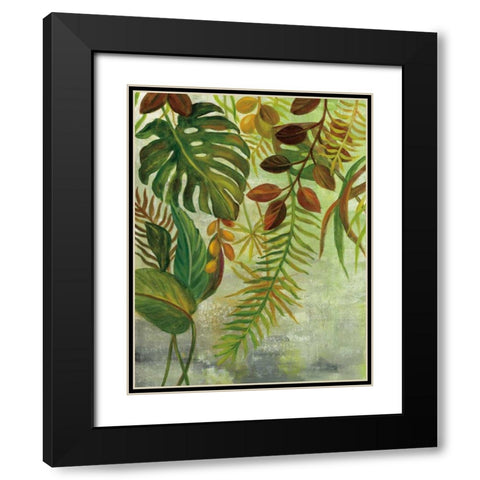 Tropical Greenery I Black Modern Wood Framed Art Print with Double Matting by Vassileva, Silvia