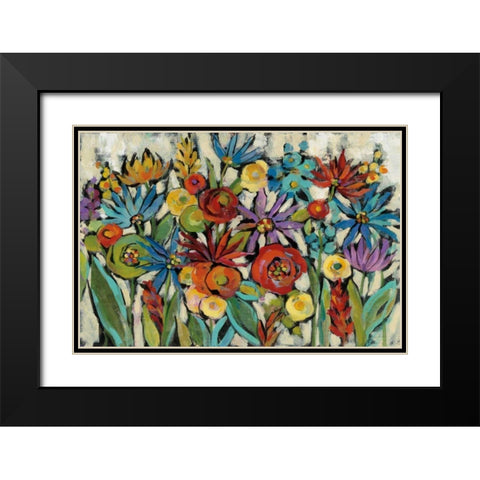 Confetti Floral I Black Modern Wood Framed Art Print with Double Matting by Vassileva, Silvia