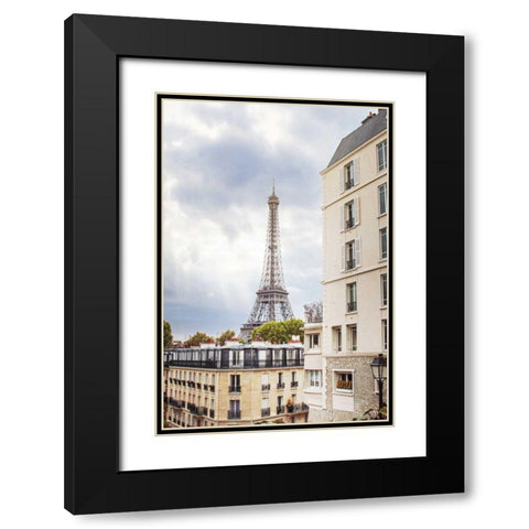 Eiffel View I Black Modern Wood Framed Art Print with Double Matting by Marshall, Laura
