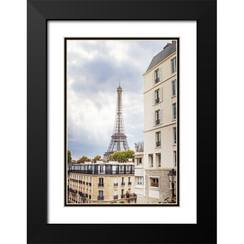 Eiffel View I Black Modern Wood Framed Art Print with Double Matting by Marshall, Laura