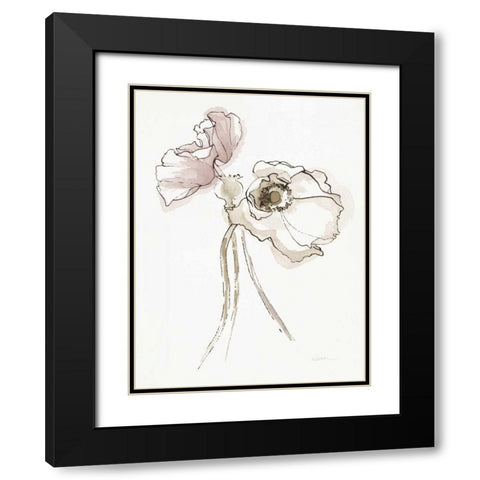 Three Somniferums Poppies Neutral II Black Modern Wood Framed Art Print with Double Matting by Novak, Shirley