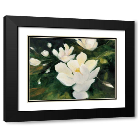 Magnolia Blooms Black Modern Wood Framed Art Print with Double Matting by Purinton, Julia