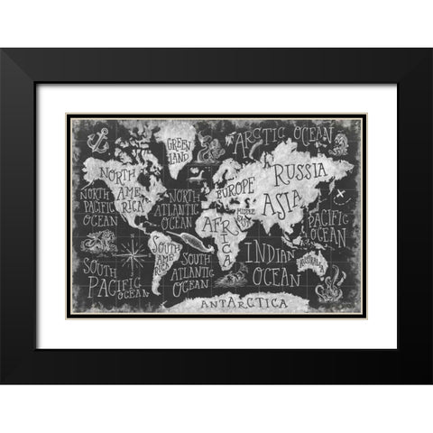Mythical Map I Black Modern Wood Framed Art Print with Double Matting by Urban, Mary