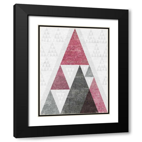 Mod Triangles III Soft Pink Black Modern Wood Framed Art Print with Double Matting by Mullan, Michael