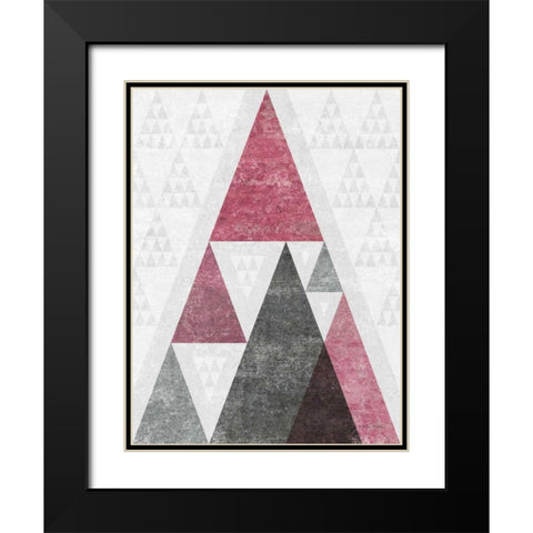 Mod Triangles III Soft Pink Black Modern Wood Framed Art Print with Double Matting by Mullan, Michael