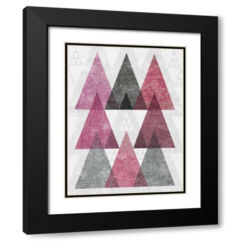 Mod Triangles IV Soft Pink Black Modern Wood Framed Art Print with Double Matting by Mullan, Michael