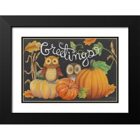 Harvest Owl I Black Modern Wood Framed Art Print with Double Matting by Urban, Mary