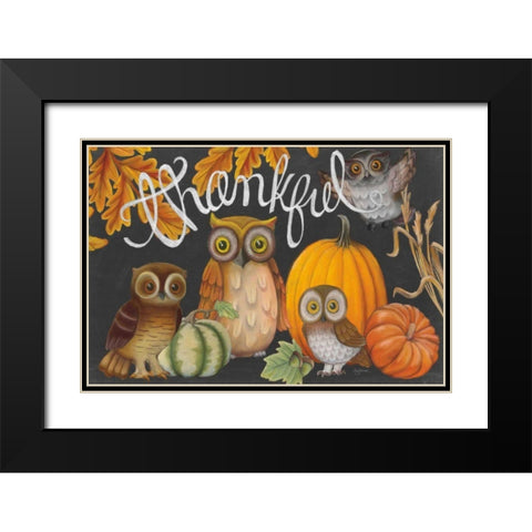 Harvest Owl III Black Modern Wood Framed Art Print with Double Matting by Urban, Mary
