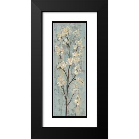 Almond Branch I on Light Blue Black Modern Wood Framed Art Print with Double Matting by Vassileva, Silvia