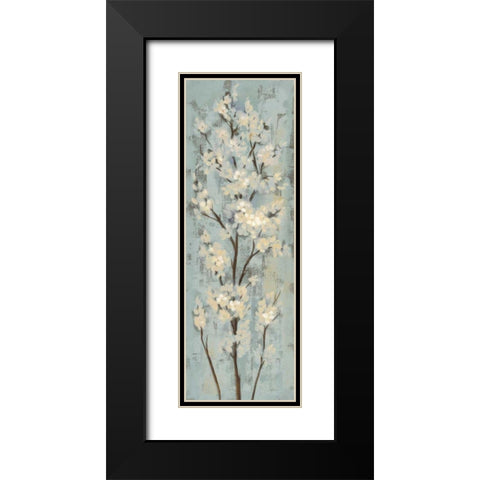 Almond Branch II on Light Blue Black Modern Wood Framed Art Print with Double Matting by Vassileva, Silvia