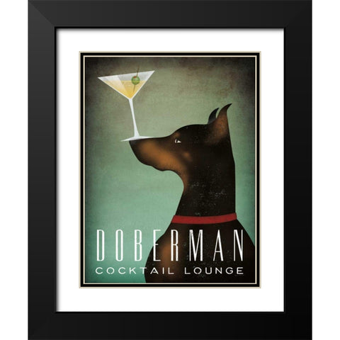 Doberman Martini Black Modern Wood Framed Art Print with Double Matting by Fowler, Ryan