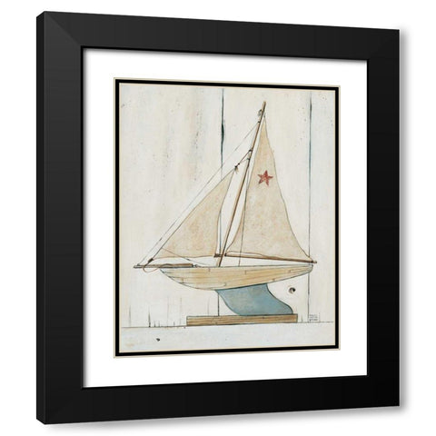 Pond Yacht II Black Modern Wood Framed Art Print with Double Matting by Brown, David Carter