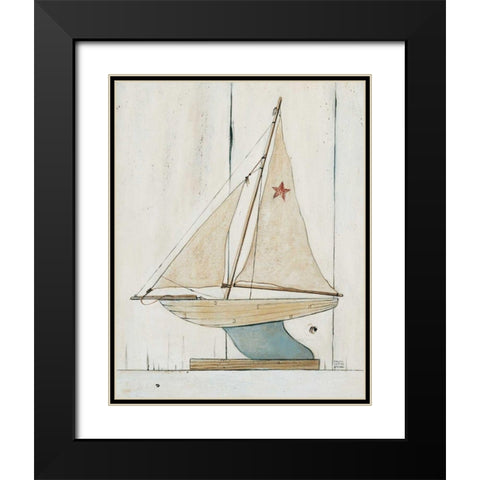 Pond Yacht II Black Modern Wood Framed Art Print with Double Matting by Brown, David Carter