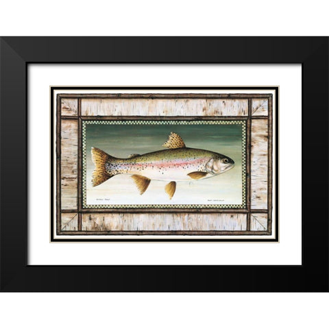 Rainbow Trout Birch Border Black Modern Wood Framed Art Print with Double Matting by Brown, David Carter