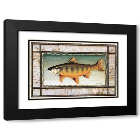 Brook Trout Birch Border Black Modern Wood Framed Art Print with Double Matting by Brown, David Carter