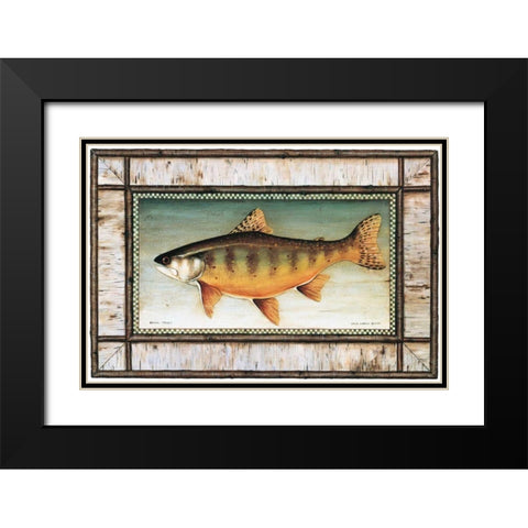 Brook Trout Birch Border Black Modern Wood Framed Art Print with Double Matting by Brown, David Carter