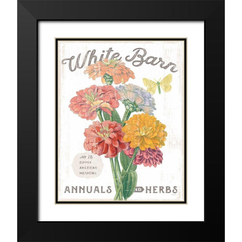 White Barn Flowers V Black Modern Wood Framed Art Print with Double Matting by Schlabach, Sue