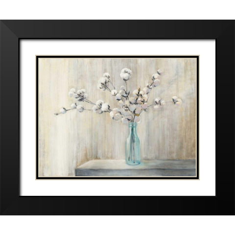 Cotton Bouquet Black Modern Wood Framed Art Print with Double Matting by Purinton, Julia