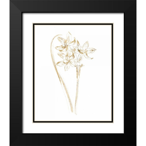 Gilded Botanical IV Black Modern Wood Framed Art Print with Double Matting by Wild Apple Portfolio