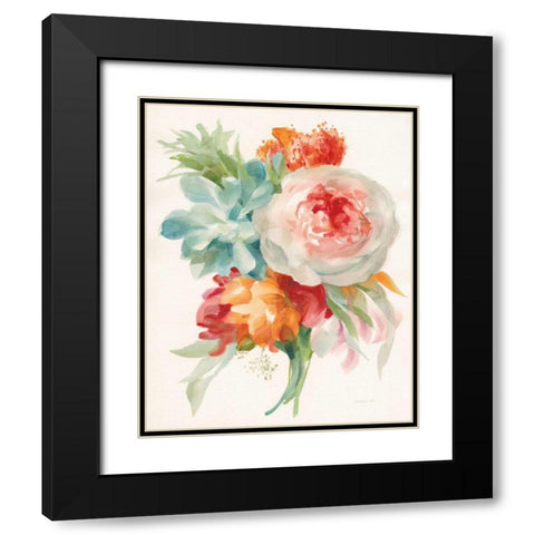 Garden Bouquet I Orange Red Black Modern Wood Framed Art Print with Double Matting by Nai, Danhui