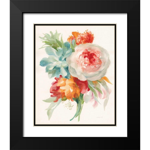 Garden Bouquet I Orange Red Black Modern Wood Framed Art Print with Double Matting by Nai, Danhui