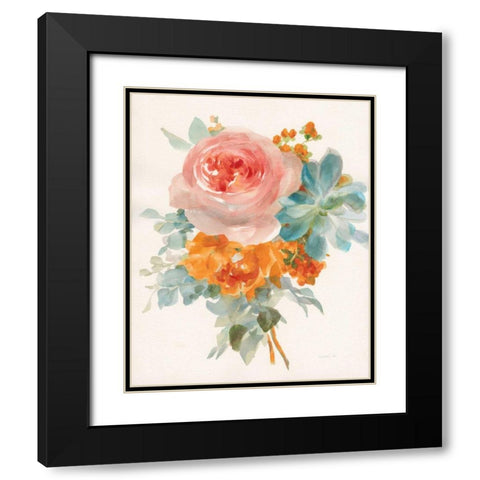 Garden Bouquet II Orange Red Black Modern Wood Framed Art Print with Double Matting by Nai, Danhui