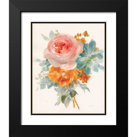 Garden Bouquet II Orange Red Black Modern Wood Framed Art Print with Double Matting by Nai, Danhui