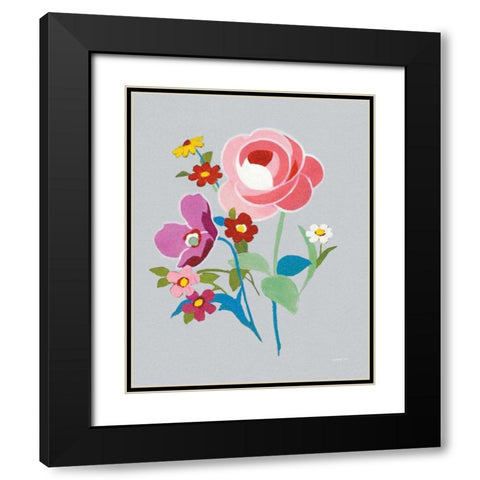 Alpine Bouquet I Gray Black Modern Wood Framed Art Print with Double Matting by Nai, Danhui