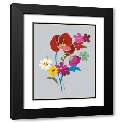 Alpine Bouquet II Gray Black Modern Wood Framed Art Print with Double Matting by Nai, Danhui