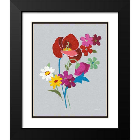 Alpine Bouquet II Gray Black Modern Wood Framed Art Print with Double Matting by Nai, Danhui