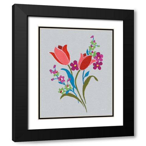 Alpine Bouquet IV Gray Black Modern Wood Framed Art Print with Double Matting by Nai, Danhui