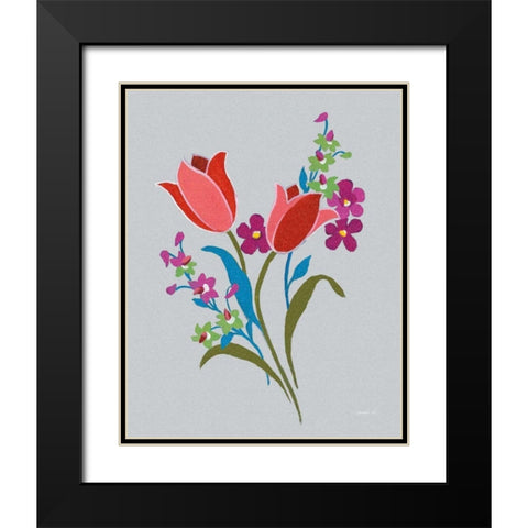 Alpine Bouquet IV Gray Black Modern Wood Framed Art Print with Double Matting by Nai, Danhui