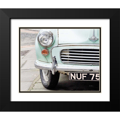 London Traveller Mint and Blush Black Modern Wood Framed Art Print with Double Matting by Bevan, Keri
