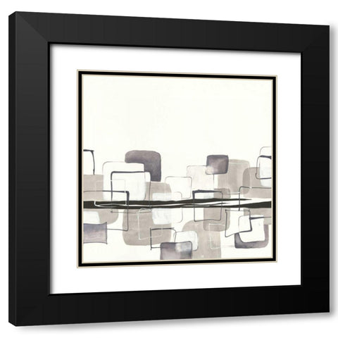 Placid Boxes I Black Modern Wood Framed Art Print with Double Matting by Paschke, Chris