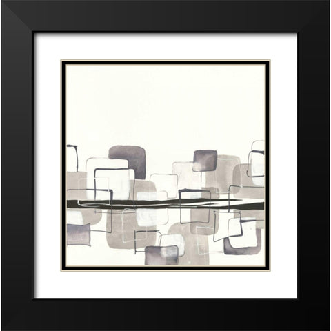 Placid Boxes I Black Modern Wood Framed Art Print with Double Matting by Paschke, Chris