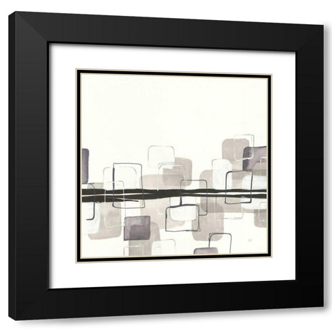 Placid Boxes II Black Modern Wood Framed Art Print with Double Matting by Paschke, Chris