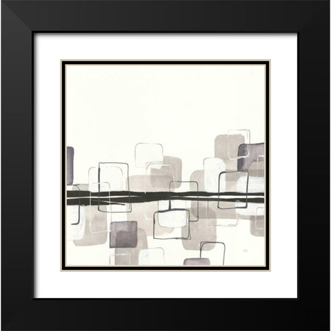 Placid Boxes II Black Modern Wood Framed Art Print with Double Matting by Paschke, Chris