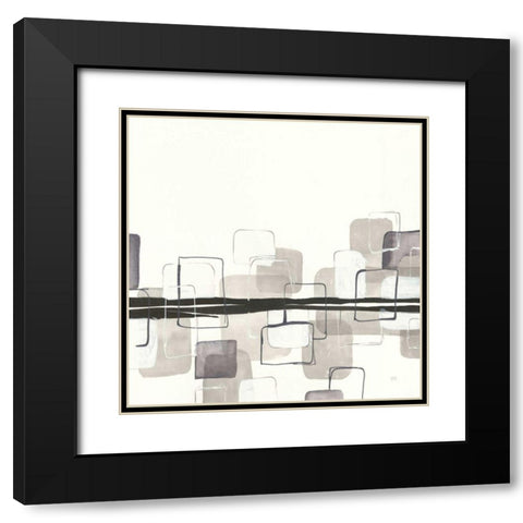Placid Boxes II Black Modern Wood Framed Art Print with Double Matting by Paschke, Chris