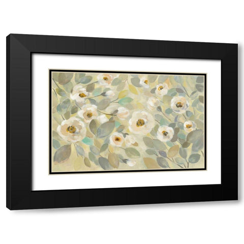 Blooming Branches Flower Black Modern Wood Framed Art Print with Double Matting by Vassileva, Silvia