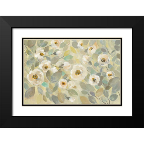 Blooming Branches Flower Black Modern Wood Framed Art Print with Double Matting by Vassileva, Silvia