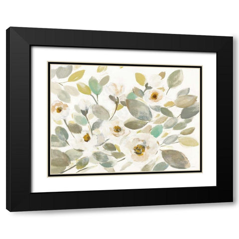 Blooming Branches II on White Black Modern Wood Framed Art Print with Double Matting by Vassileva, Silvia