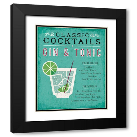 Classic Cocktail Gin and Tonic Black Modern Wood Framed Art Print with Double Matting by Mullan, Michael