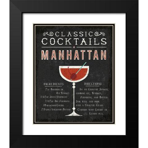 Classic Cocktail Manhattan Black Modern Wood Framed Art Print with Double Matting by Mullan, Michael