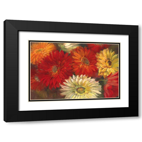 Gerberas Black Modern Wood Framed Art Print with Double Matting by Rowan, Carol
