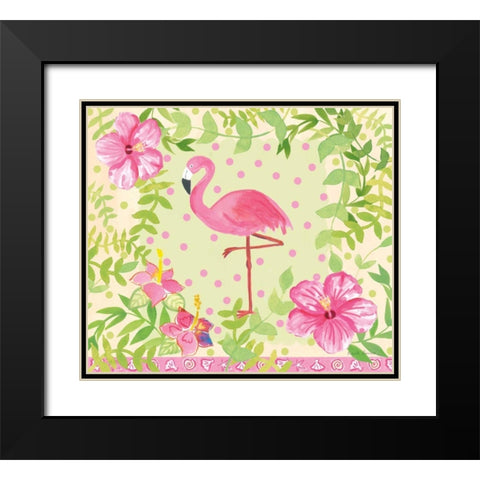 Flamingo Dance I Black Modern Wood Framed Art Print with Double Matting by Zaman, Farida