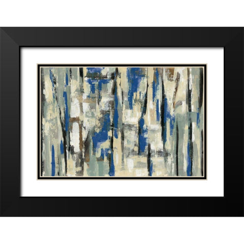 Spring Stripes Blue Black Modern Wood Framed Art Print with Double Matting by Vassileva, Silvia